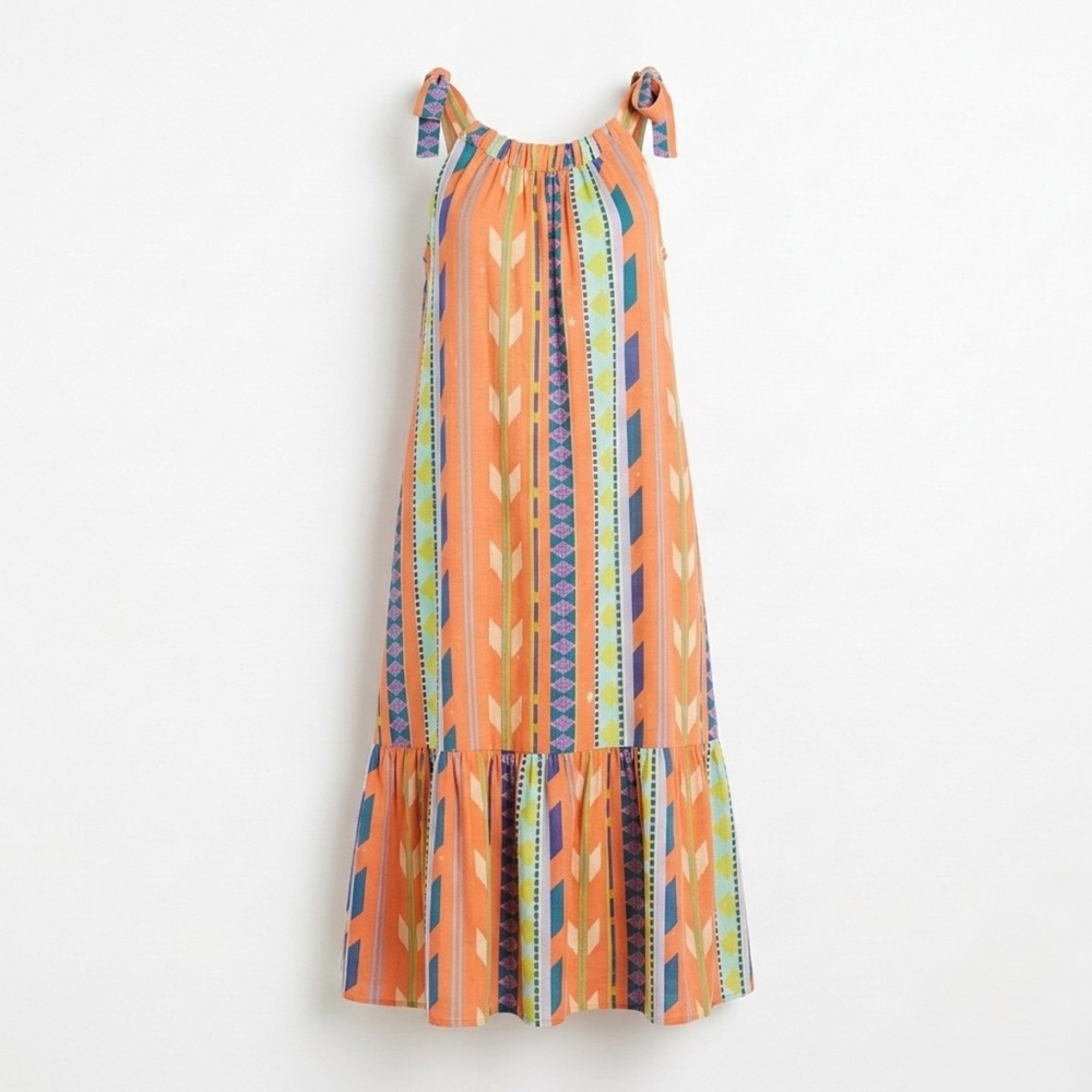 ✨ Stunning THML Orange Tie-Strap Midi Dress – NWT ✨‎